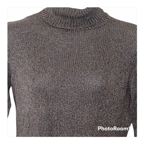 Corbin Collection 100% Silk Brown Blue Turtleneck Sweater Medium - Picture 6 of 16